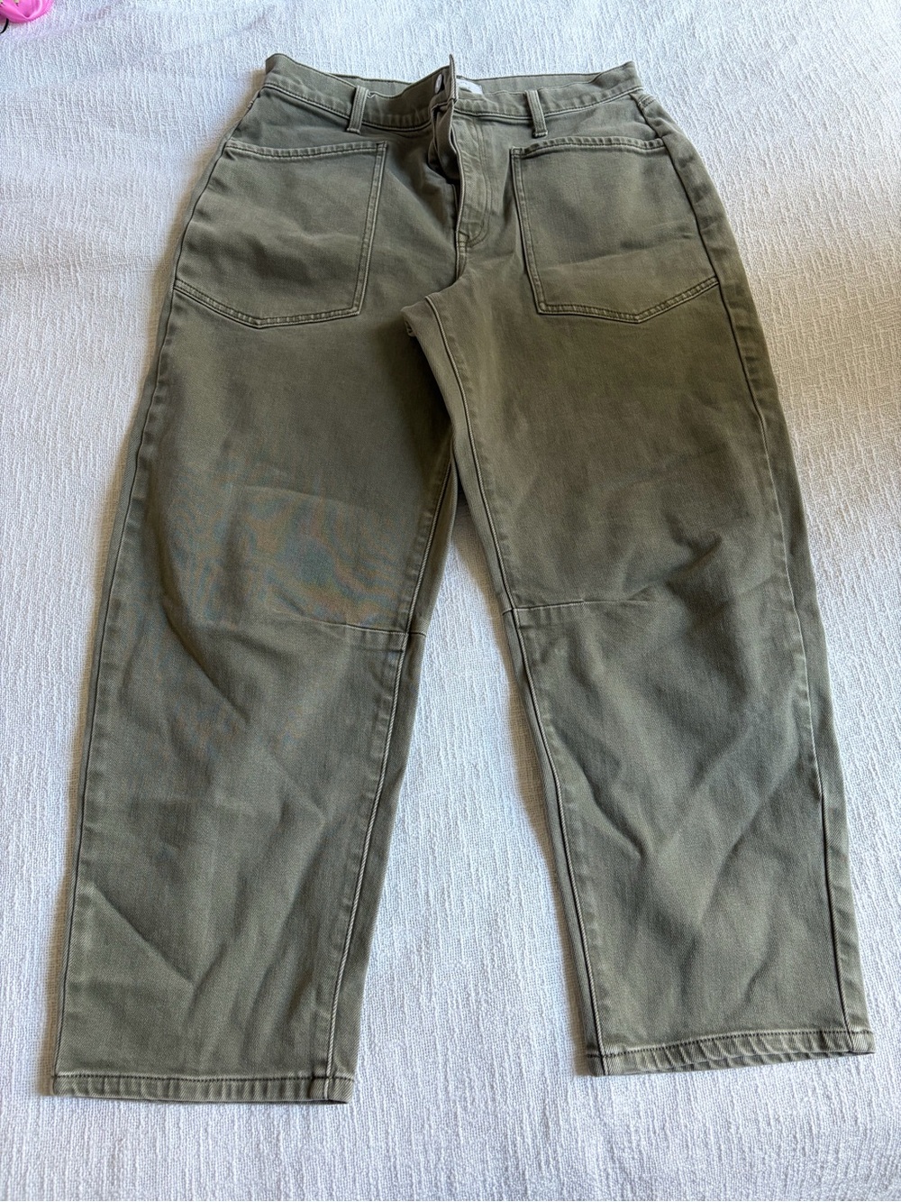 High-Waist Olive Green Utility Pants